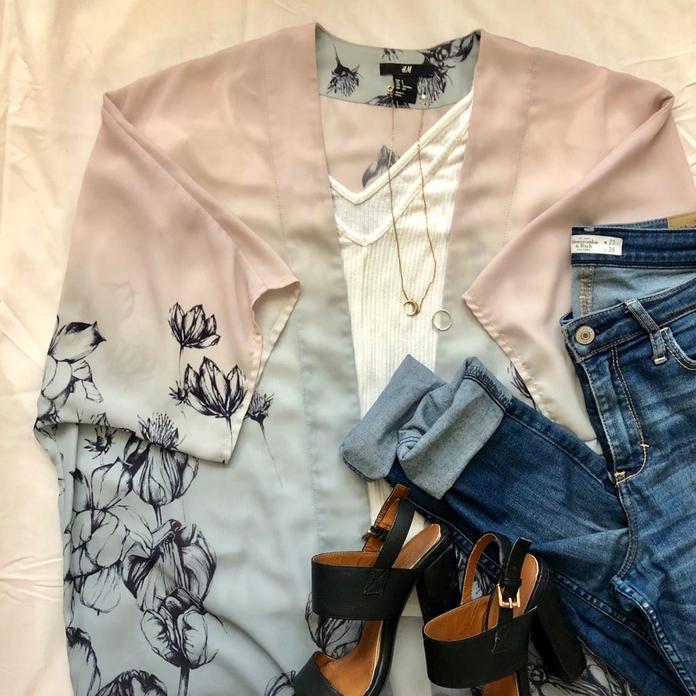 H&M Floral Kimono Cardigan